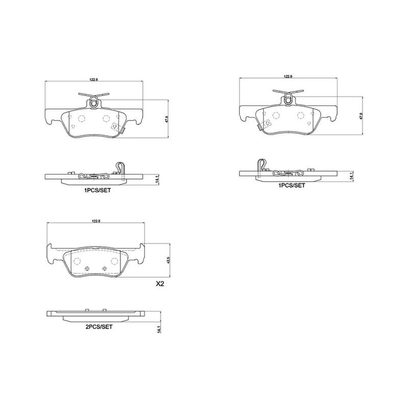 Brembo 4 x Rear Brake Pad Set P28110