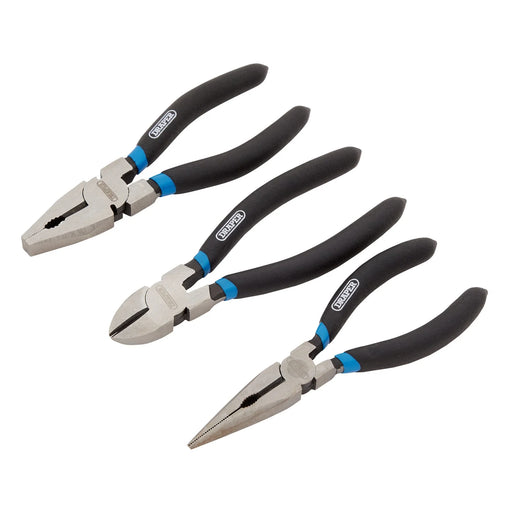 Draper Pliers Set 3 Piece Carbon Steel with PVC Dipped Handles