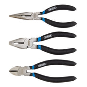 Draper Pliers Set 3 Piece Carbon Steel with PVC Dipped Handles
