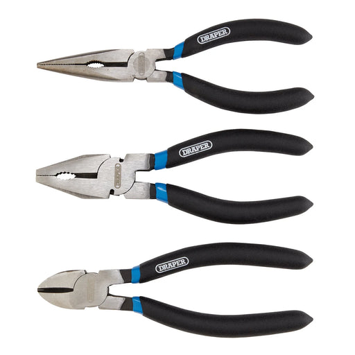 Draper Pliers Set 3 Piece Carbon Steel with PVC Dipped Handles