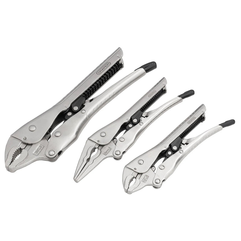 Draper Auto Locking Pliers Set 3 Piece with Wire Cutters