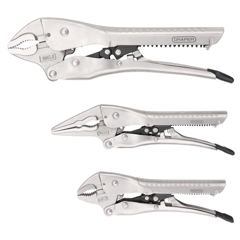 Draper Auto Locking Pliers Set 3 Piece with Wire Cutters