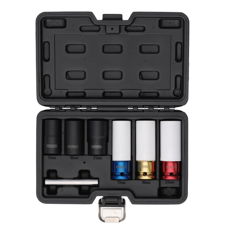 Draper Wheel Nut & Bolt Extractor Socket Set, 7 Piece 1/2" Drive