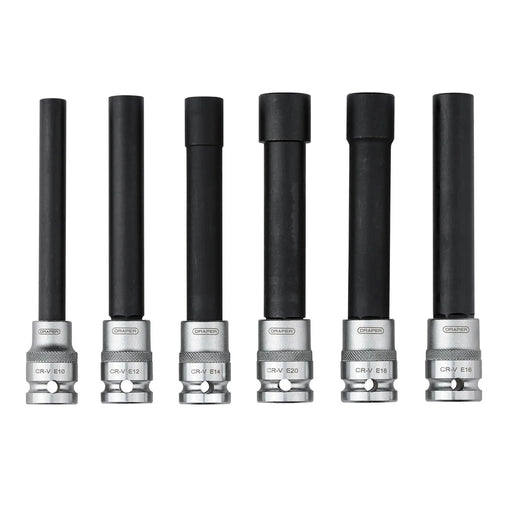 Draper Extra Long E-Type Sockets 1/2" Sq. Dr. 6 Piece Set