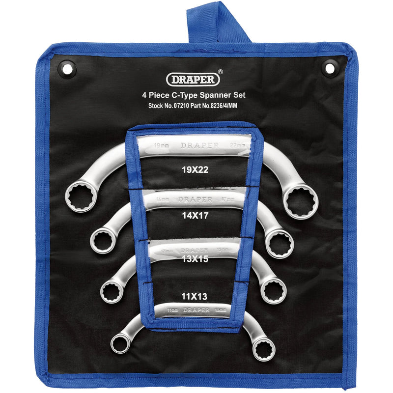 Draper Half Moon Obstruction Ring Spanner Set 4 Piece