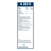 Bosch Wiper Wiper Blade 300mm — A303H OE 57H955425 5TA955427C