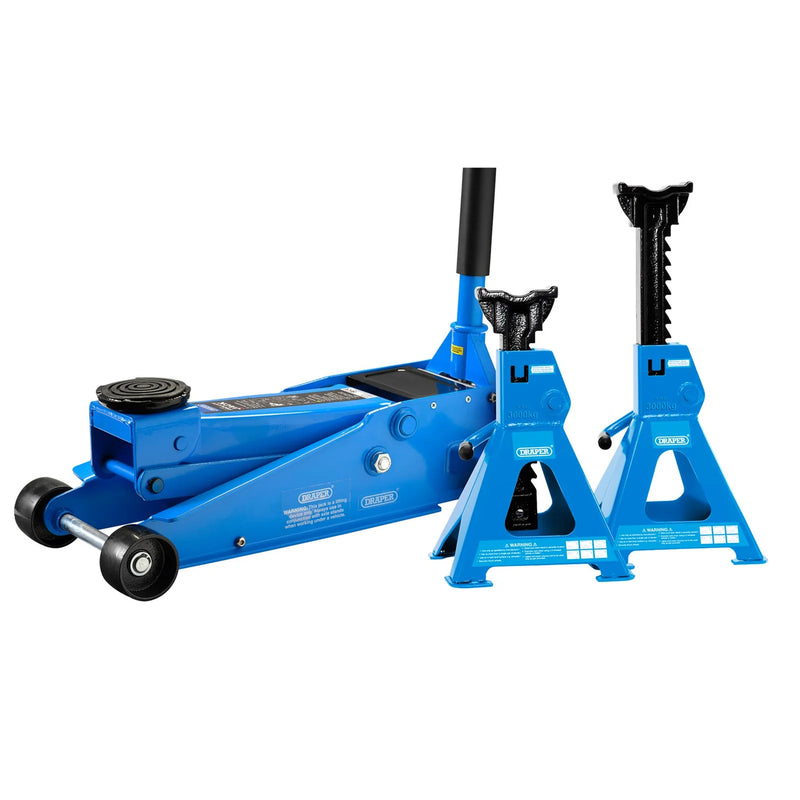 Draper Trolley Jack and Axle Stand Kit 3 Tonne