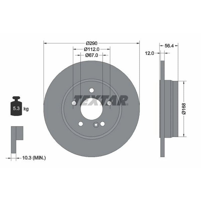 Textar 2 x Rear Brake Discs 92091103