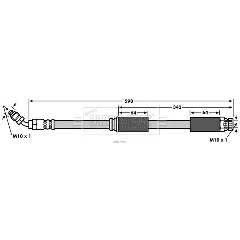 Borg & Beck Brake Hydraulic Hose Line Front Right BBH7905