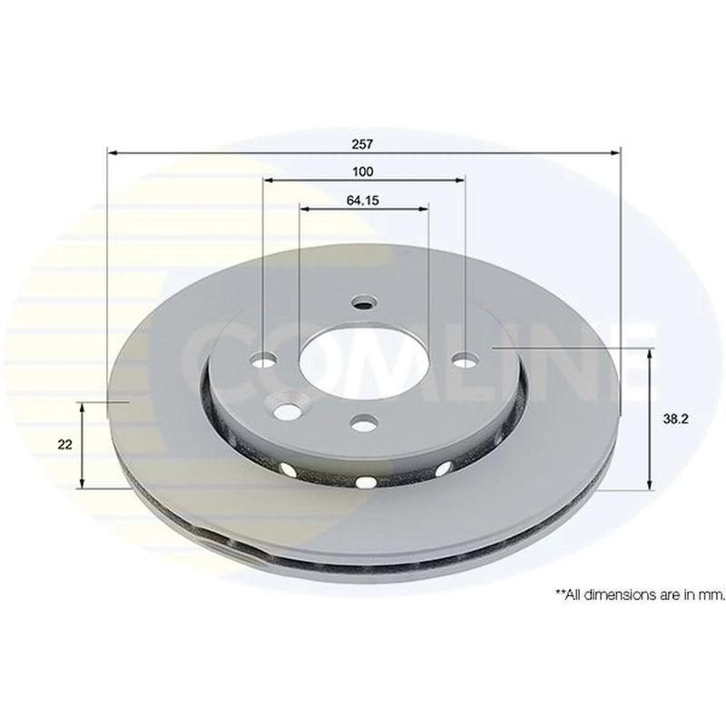 Comline 2 x Internally Vented Front Brake Discs ADC5058V