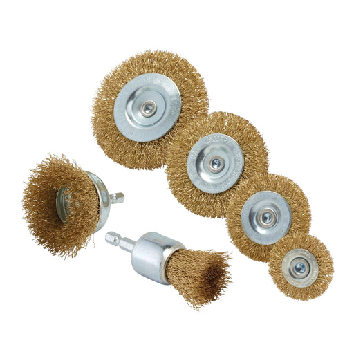 Draper Wire Brush Set 6 Piece - Brassed Steel, Durable & Flexible