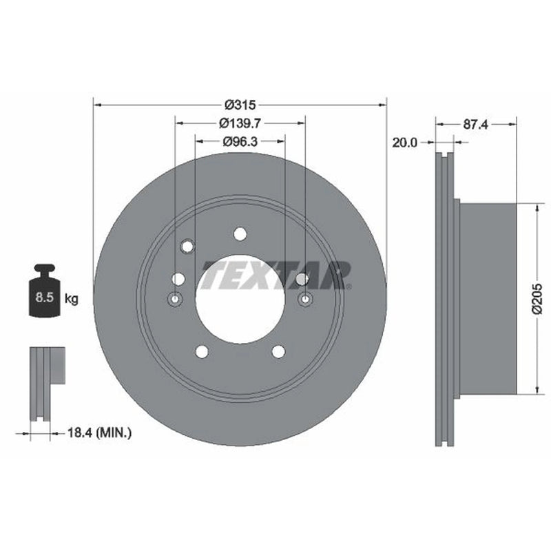 Textar 2 x Rear Brake Discs 92147400