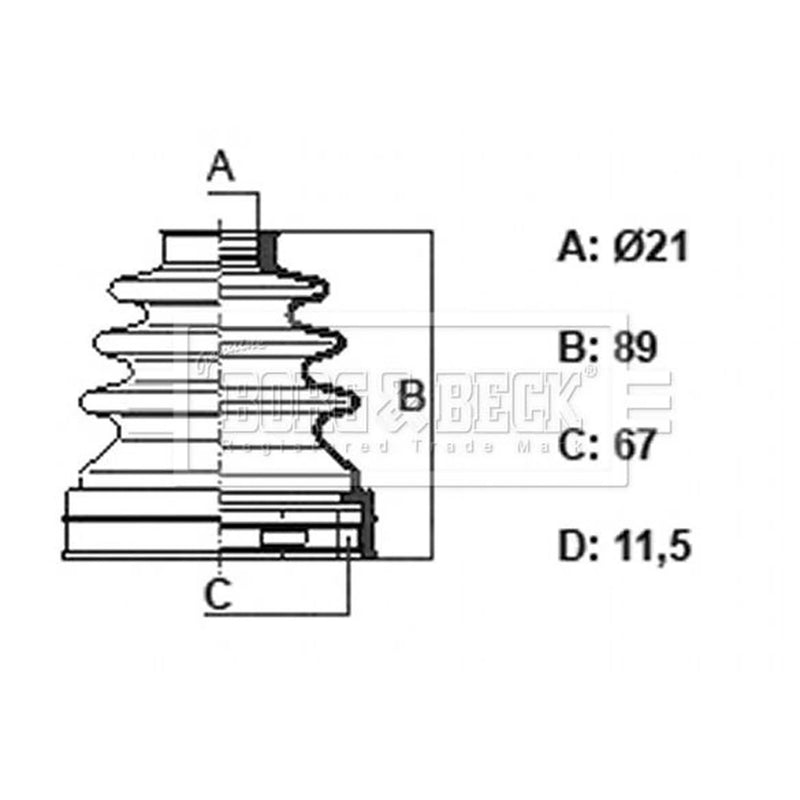 Borg & Beck Drive Shaft Bellow Kit Front Left BCB6402