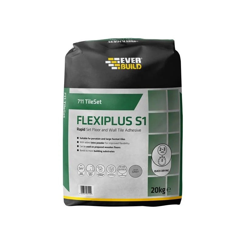 Everbuild Sika 711 TileSet Flexiplus Tile Adhesive White 20kg - 695062