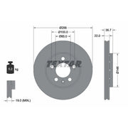 Textar 2 x Externally Vented Front Brake Discs 92082205