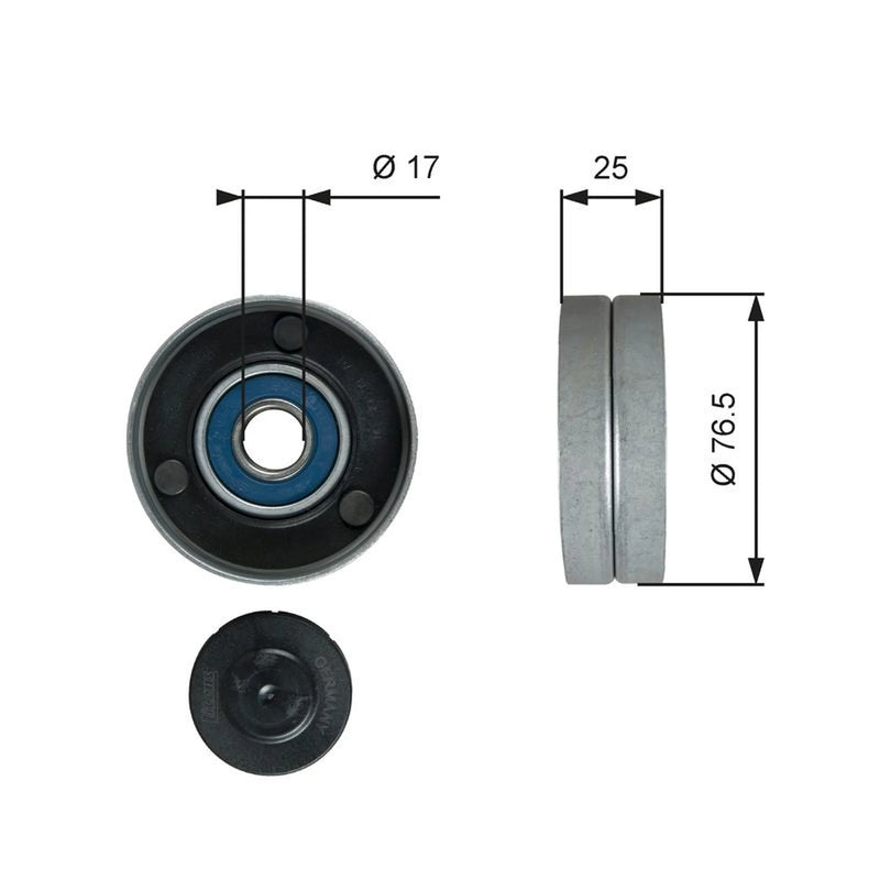 Gates V-Ribbed Belt Deflection/Guide Pulley T38059
