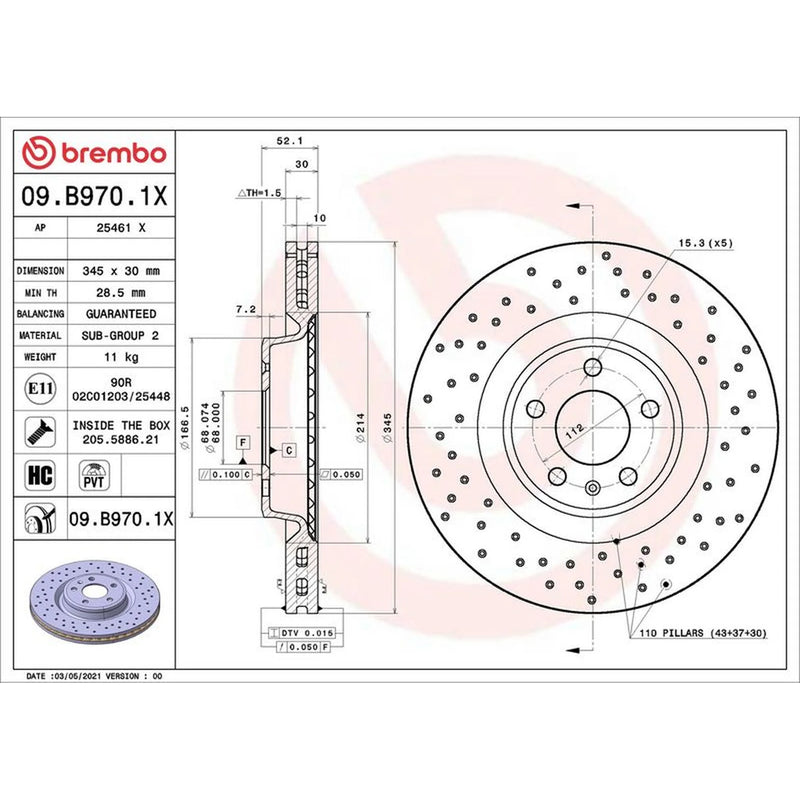 Brembo Xtra 2 x / Front Brake Discs 09.B970.1X