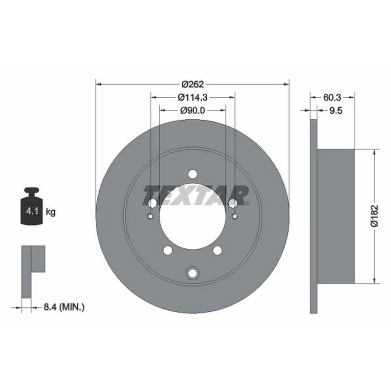 Textar 2 x Solid Rear Brake Discs 92148600