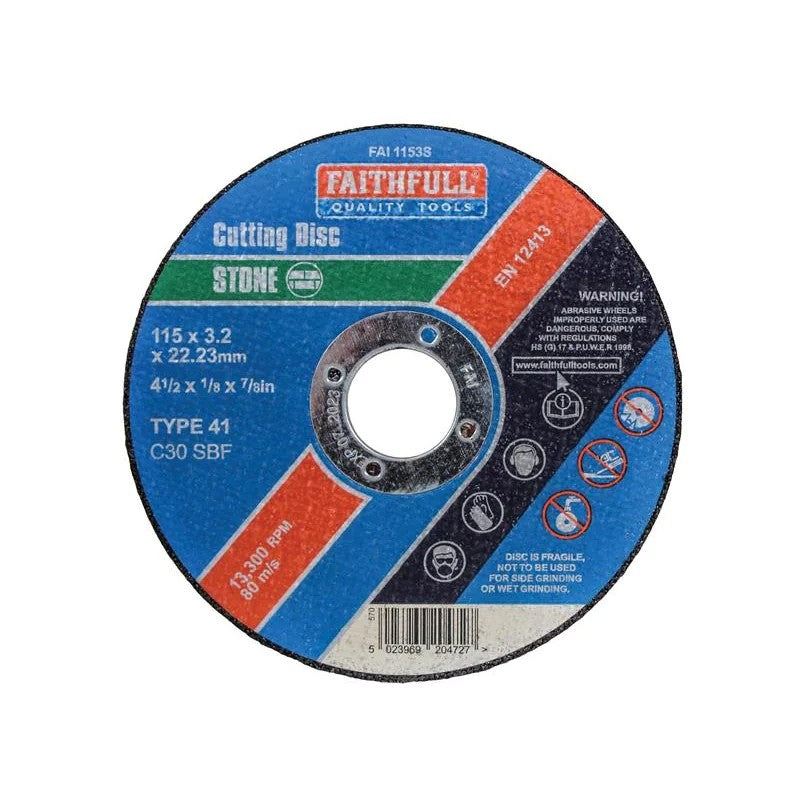 Faithfull Stone Cut Off Disc 115 x 3.2 x 22.23mm - FAI1153S
