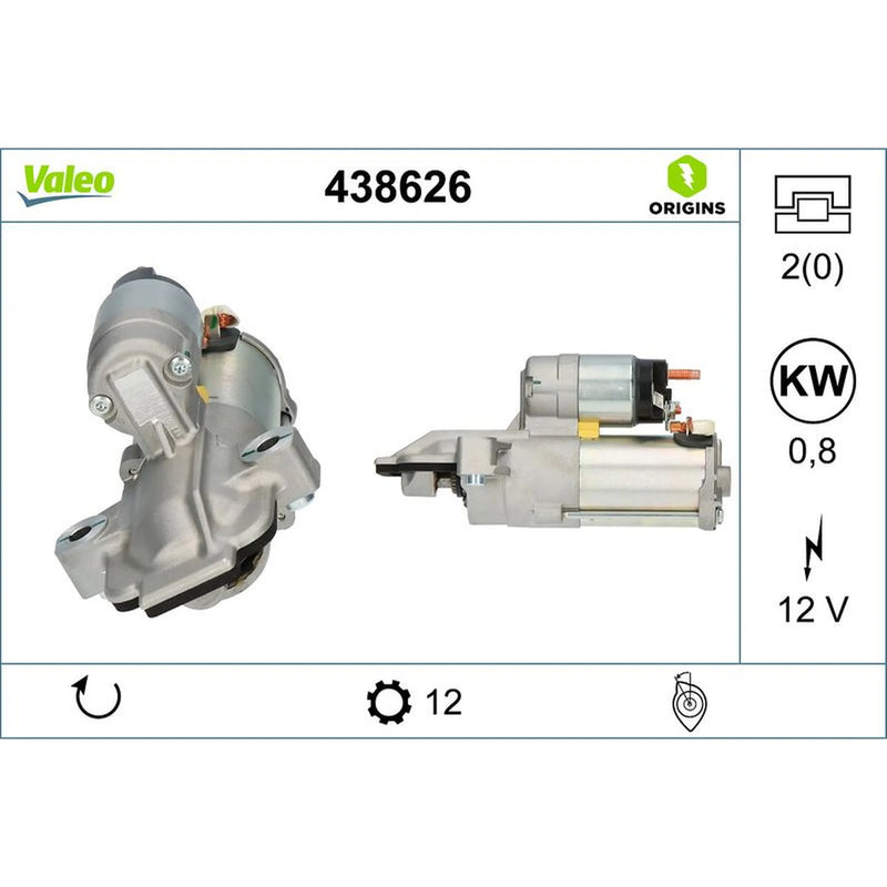 Valeo Starter Motor 12V 0.8kW 12 Teeth 438626