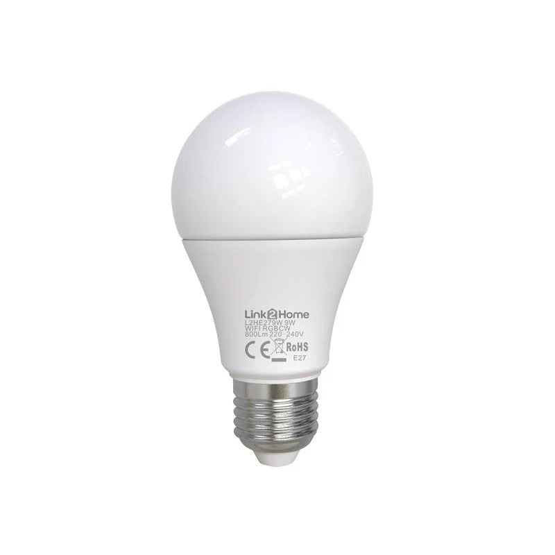 Link2Home Wi-Fi LED ES (E27) Opal GLS Dimmable Bulb, White + RGB 800 lm 9W