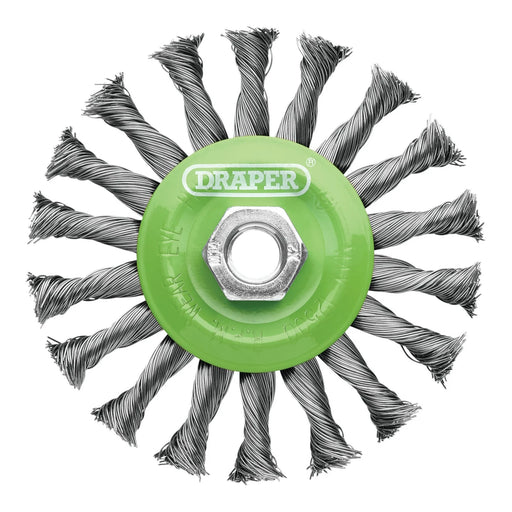 Draper Stainless-Steel Twist-Knot Flat Wire Wheel Brush 115mm M14