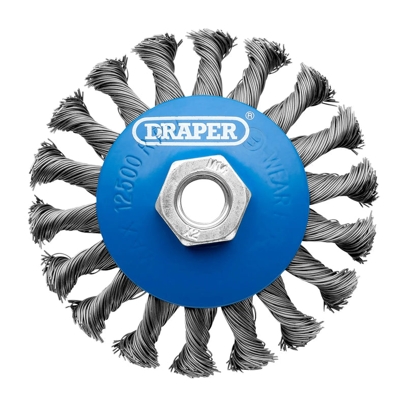 Draper Steel Bevelled Twist-Knot Wire Wheel Brush, M14