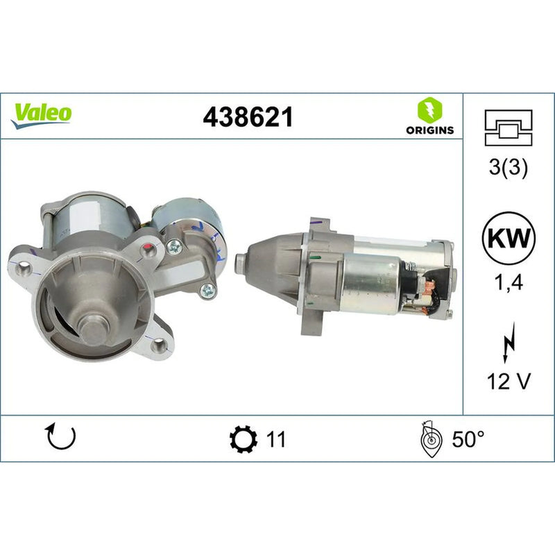 Valeo Starter Motor 12V 1.4kW 11 Teeth 438621