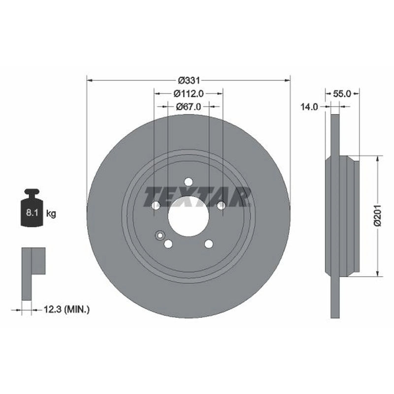 Textar 2 x Solid Rear Brake Discs 92103303