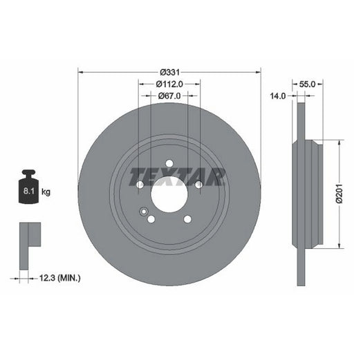 Textar 2 x Solid Rear Brake Discs 92103303