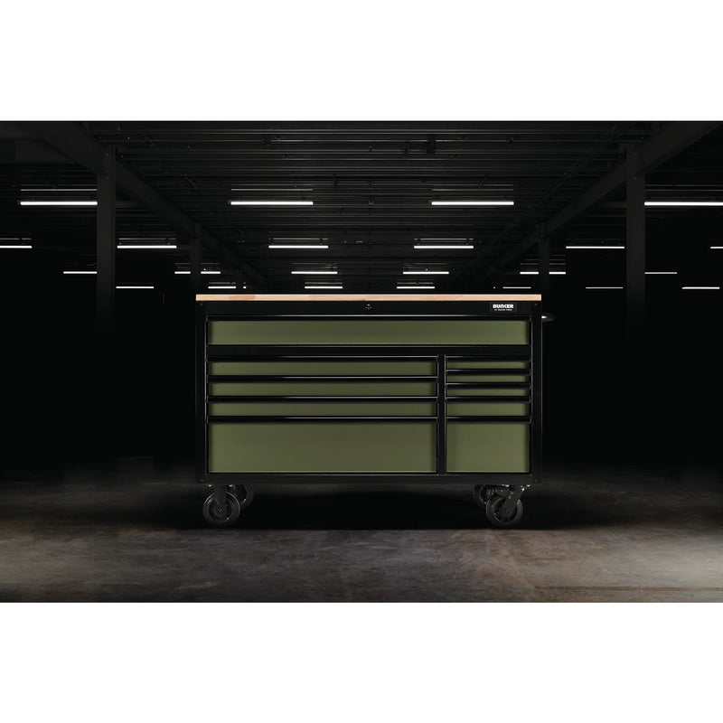 Bunker 10 Drawer Workbench Roller Tool Cabinet 56" Green