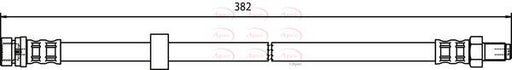 APEC Brake Hose Rear 382mm Length Fits Ford Tourneo Connect Transit Connect APEC - Town Parts