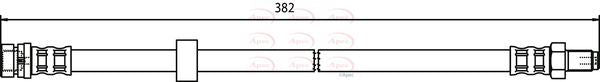 APEC Brake Hose Rear 382mm Length Fits Ford Tourneo Connect Transit Connect APEC - Town Parts
