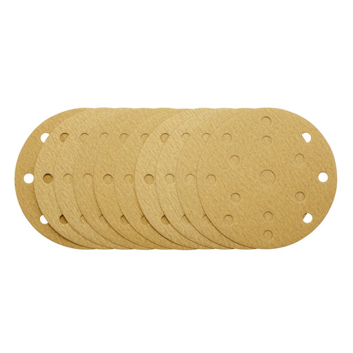 Draper Gold Sanding Discs 150mm 180 Grit with 15 Dust Extraction Holes