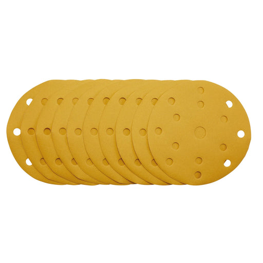 Draper Gold Sanding Discs 150mm 320 Grit with 15 Dust Holes (Pack of 10)