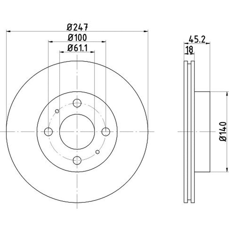 DON 2 x Internally Vented Front Brake Discs PCD16382