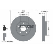 Textar 2 x Vented Front Brake Discs 92077703