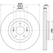 Mintex 2 x Vented Front Brake Discs MDC3227C