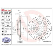 Brembo 2 x Perforated/Vented Rear Brake Discs 09.A959.21