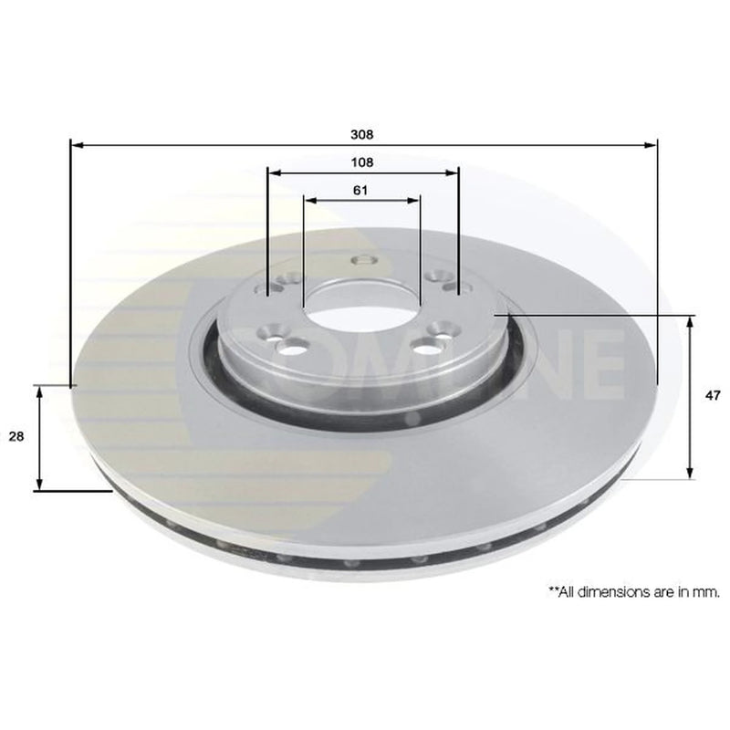 Comline 2 x Internally Vented Front Brake Discs ADC1576V