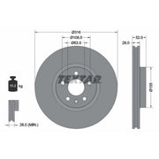 Textar 2 x Externally Vented Brake Discs 92162303