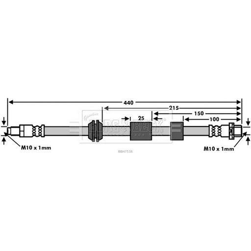 Borg & Beck Brake Hydraulic Hose Line Front Left BBH7538
