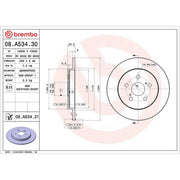 Brembo 2 x Solid Rear Brake Discs 08.A534.31