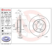 Brembo 2 x Internally Vented Front Brake Discs 09.B974.11