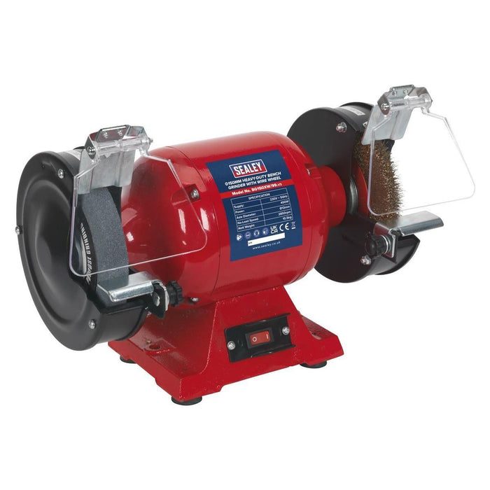 Sealey Bench Grinder150mm with Wire Wheel 450W/230V Heavy-Duty BG150XW/99 Sealey  - Town Parts