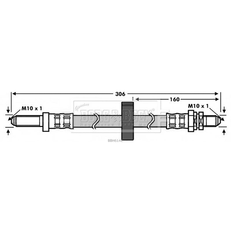 Borg & Beck Brake Hydraulic Hose Line Rear Left BBH6142