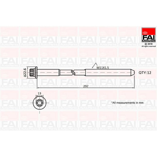 FAI Cylinder Head Bolt Set M11 x 1.5 B1137