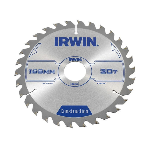 IRWIN® Construction Circular Saw Blade 165 x 30mm x 30T ATB - 1897194