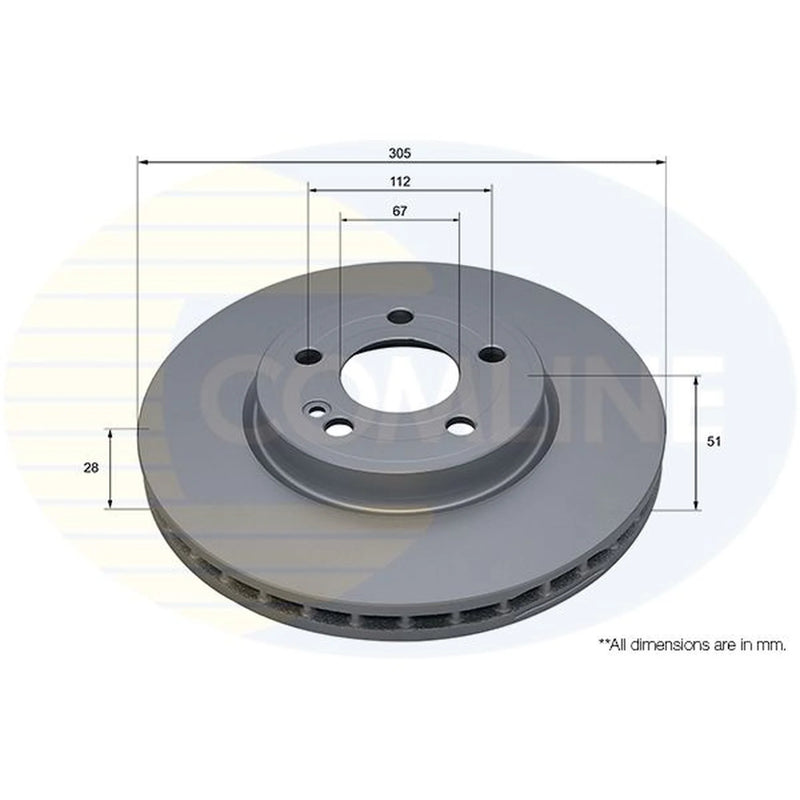Comline 2 x Internally Vented Front Brake Discs ADC5209V