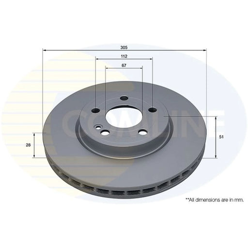 Comline 2 x Internally Vented Front Brake Discs ADC5209V